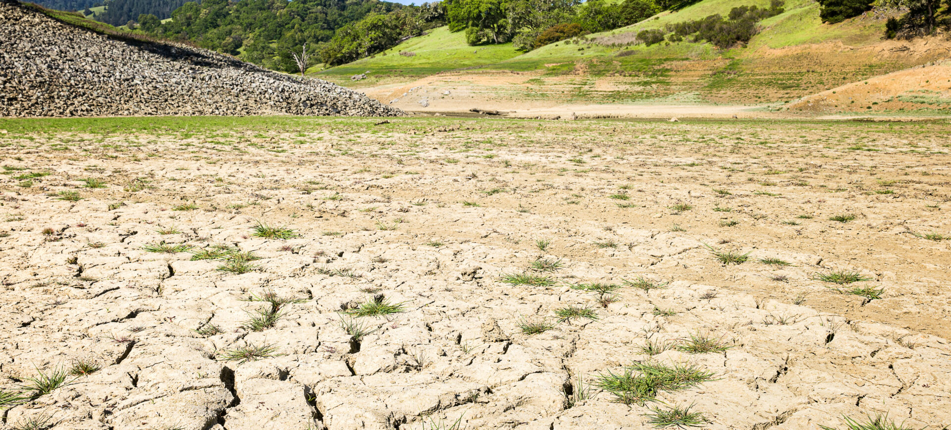 cracked lake bed, forced perspective