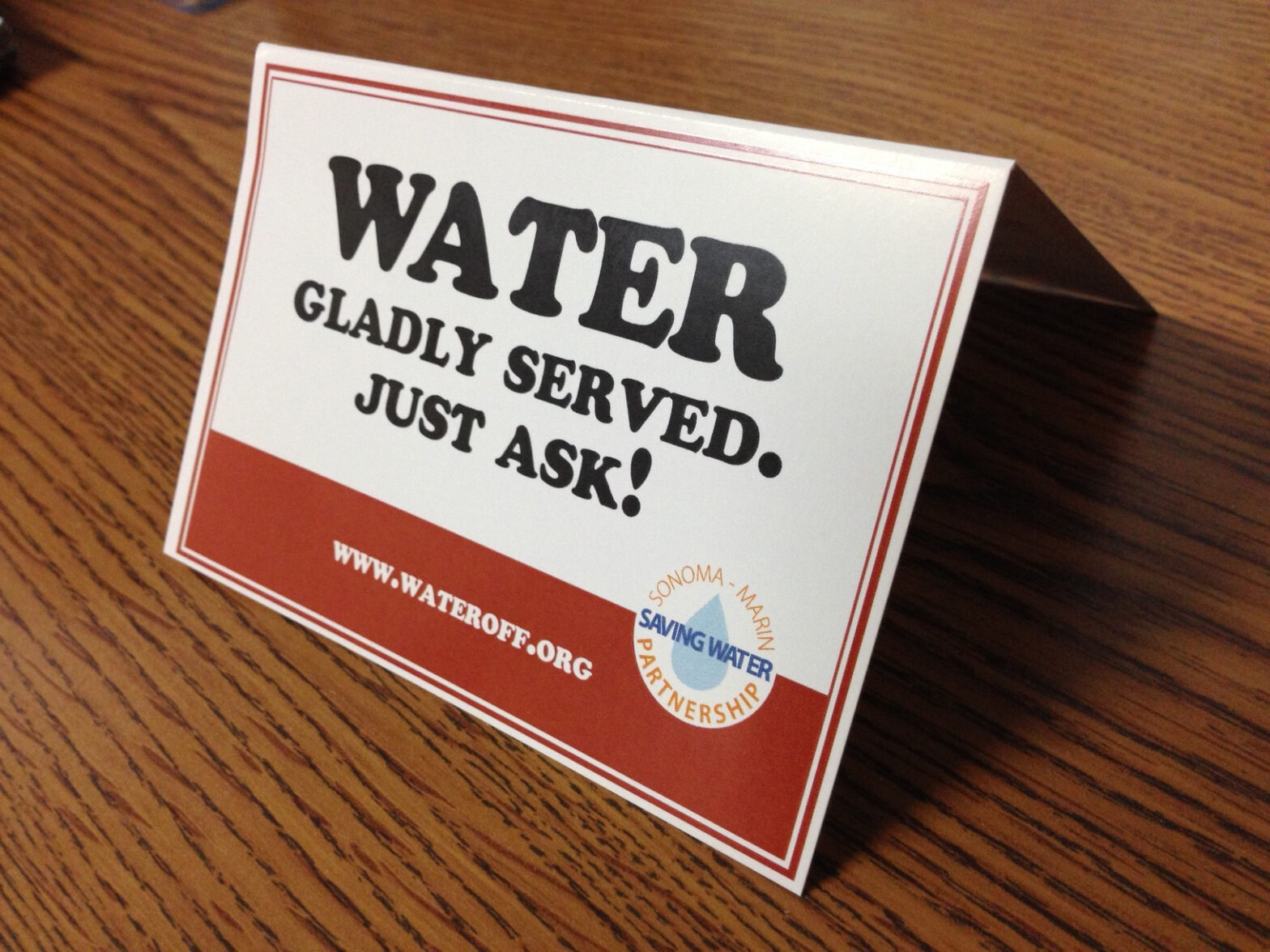 ask for water table card