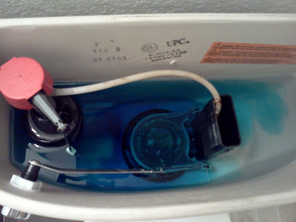 toilet tank with dye